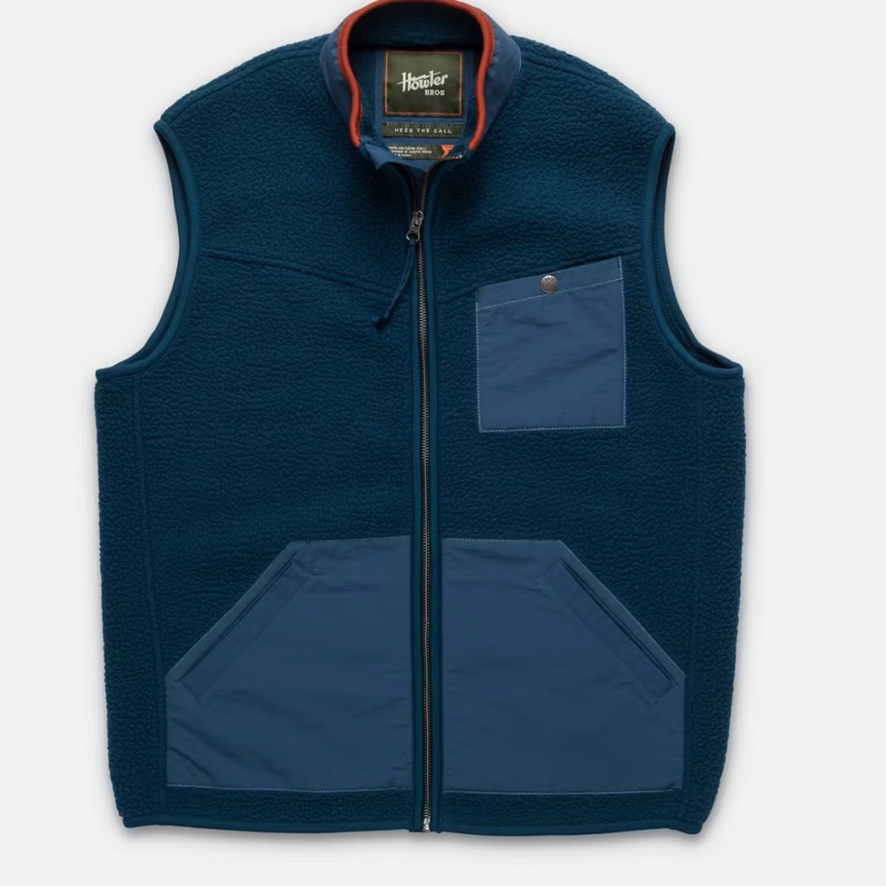 Howler Bros Mens Chisos Fleece Full Zip Vest Sz XXL Space Blue‎ Outdoor Layers